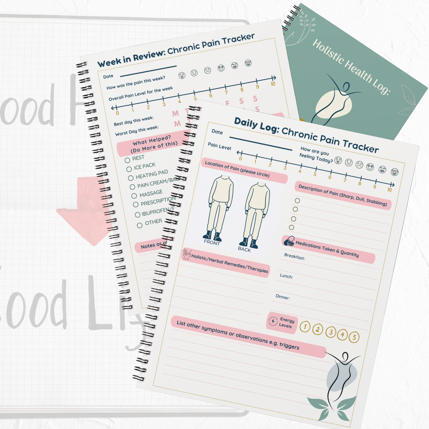 Printable Daily Health Log & Chronic Pain Tracker | Track Medical and Alternative Remedies | PDF Download