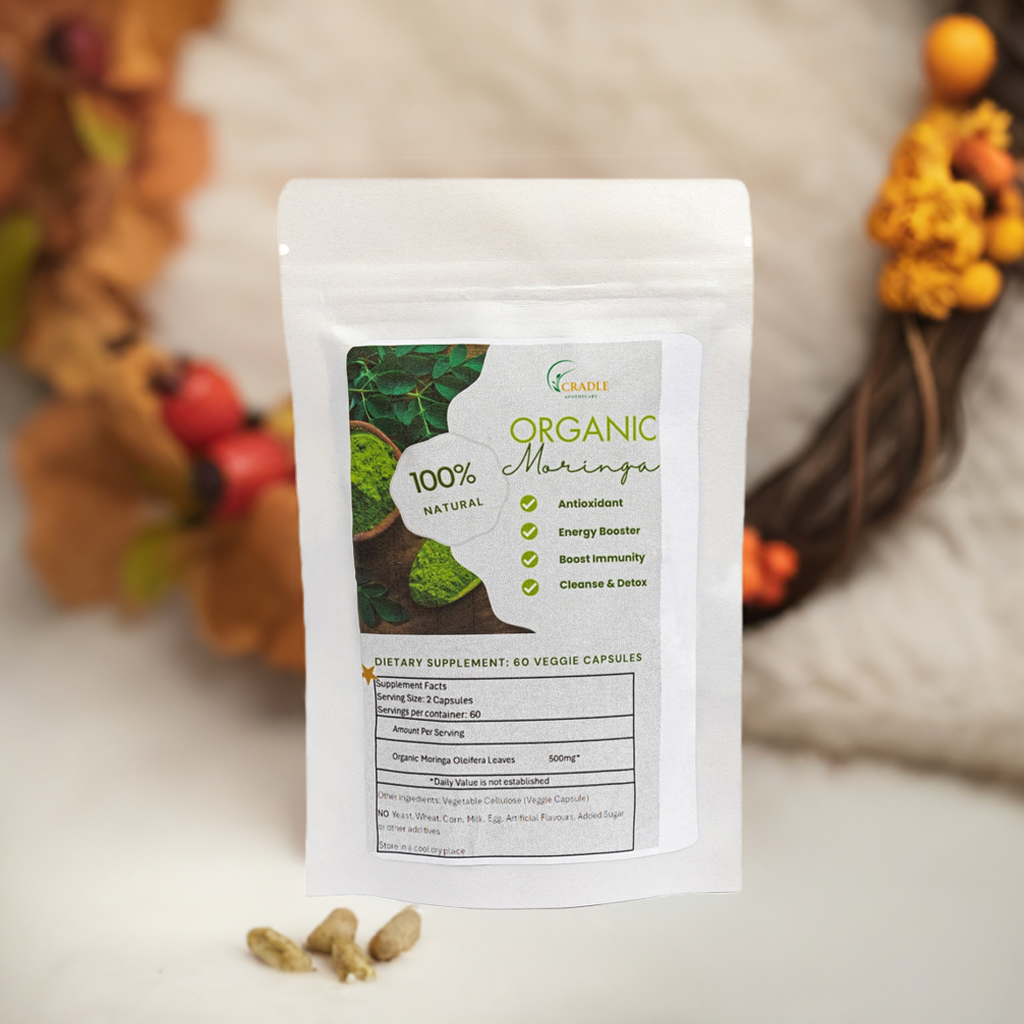 Organic Moringa Capsules (Moringa oleifera) 100% Organic Dietary Supplement