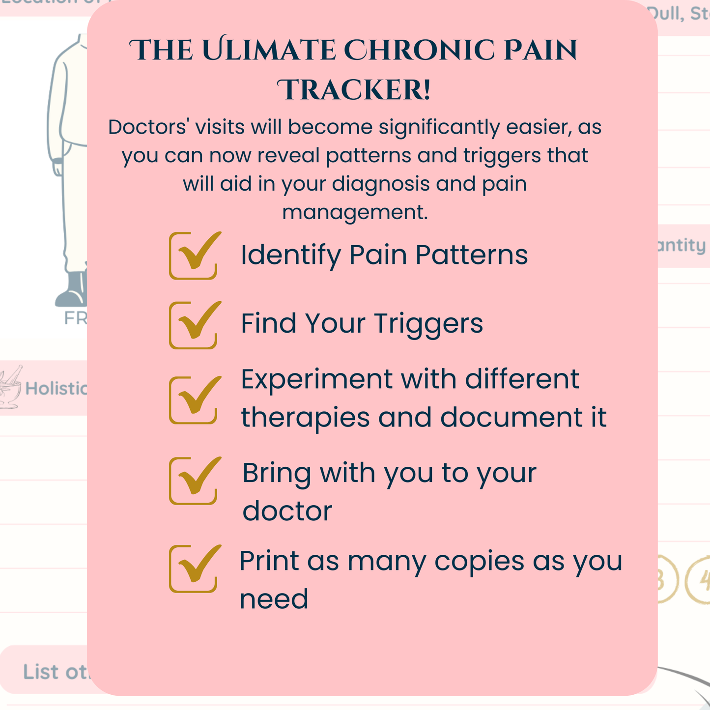 Printable Daily Health Log & Chronic Pain Tracker | Track Medical and Alternative Remedies | PDF Download